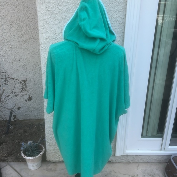 Lands End Women's Green Blue Hooded Terry Cover up Size L-XL - Picture 5 of 8